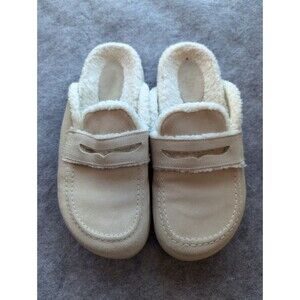 Maeve Clog Women's 8.5 Shearling Beige Suede Shoes Made In Spain